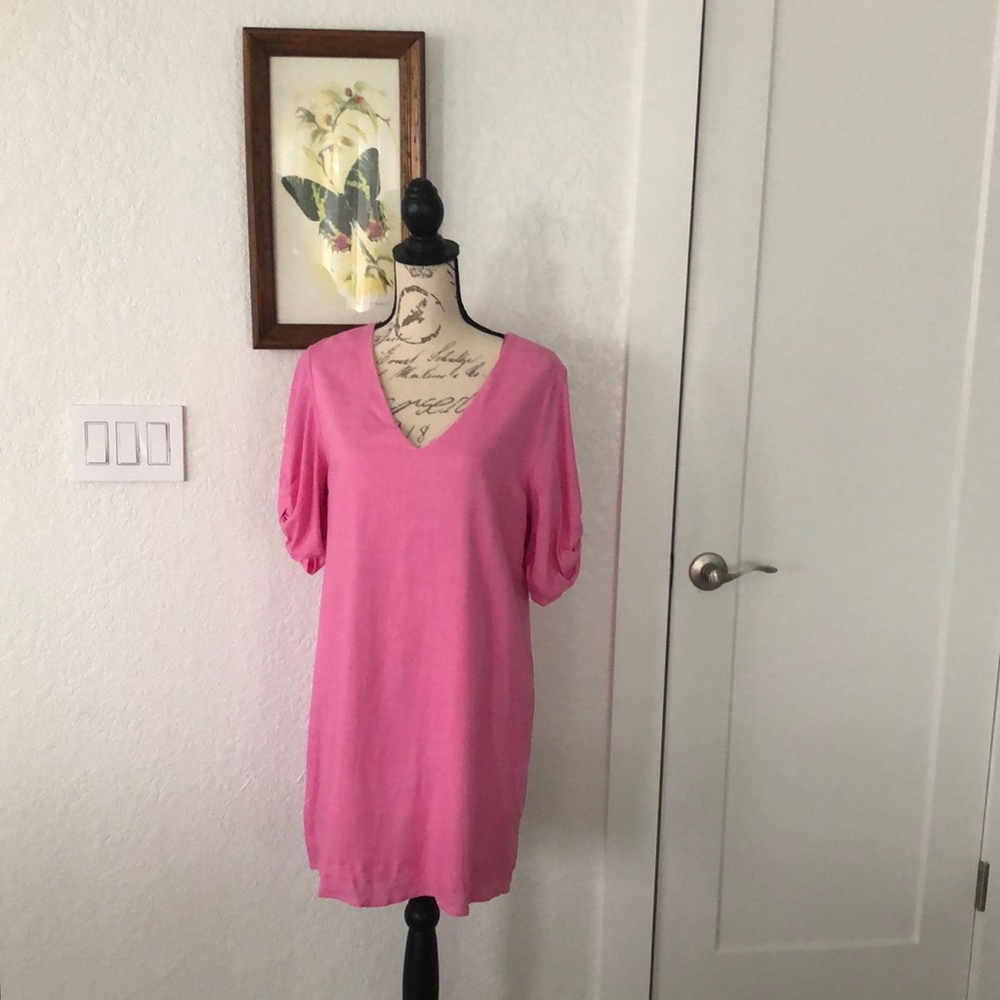Pink love riche Balloon sleeve, dress, size large